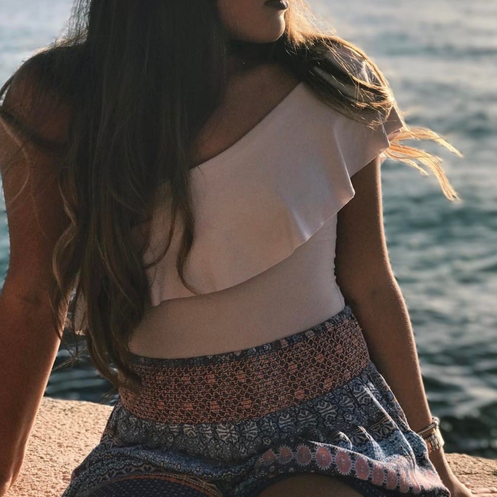 one shoulder zara bodysuit